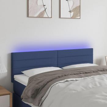 Cabecero con LED de tela azul 144x5x78/88 cm Azul