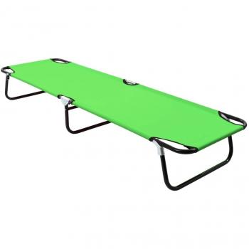 vidaXL Folding Sun Lounger Steel Green