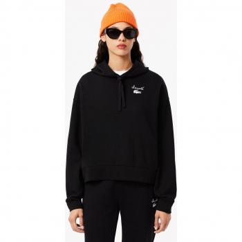 Sudadera Deportiva Lacoste con Parche de Logo, Talla 40 - Mujer - Negra - 40