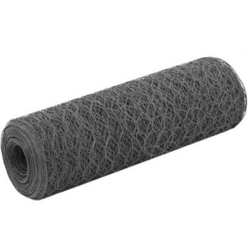 Valla de malla de gallinero gris de acero y PVC 25x0,5 m