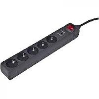 Gembird SPG5-C-15 5-Socket Surge Protector Power Strip, 4.5m Black