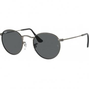 Ray-Ban RB3447 Round Metal Sunglasses 9229/B1 Antique Gunmetal with Dark Grey Lenses 50-21 Medium