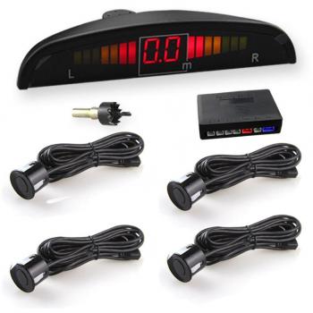 CAR ROVER® Asistente de aparcamiento Revertir Sensor con visualizador con sonido y 4 sensores, Color Negro