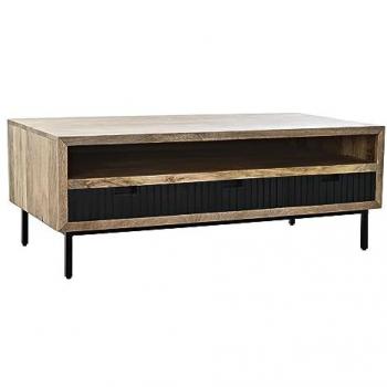 Mesa de Centro DKD Home Decor Negro Marrón Claro Metal Madera de Mango 120 x 60 x 45 cm