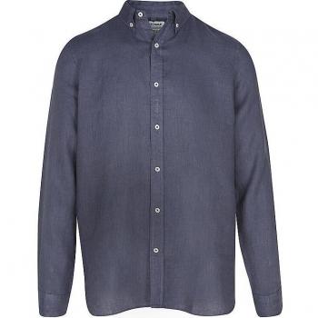 Camisa de lino Malibu azul ECOALF para hombre con cuello abotonado y costura francesa