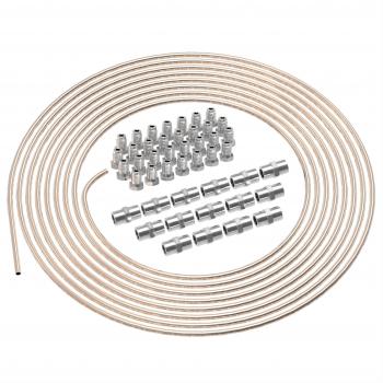 10m Tubo de Freno Ø 4,75 mm Cobre-Níquel Kit + 30 uniones roscadas + 15 conectores M10 x 1 DIN 74 234 Juego de Tubos de Cuproníquel y Accesorios de Frenos para DIN Flare F