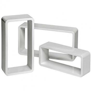 Estanterías de Pared Retro Leonie - Set de 3, Instalación Invisible, Capacidad de Carga 15 kg, Diseño Moderno en MDF Blanco