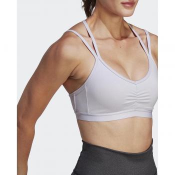Top de mujer Yoga Essentials adidas en color morado, ideal para practicar yoga con comodidad y estilo