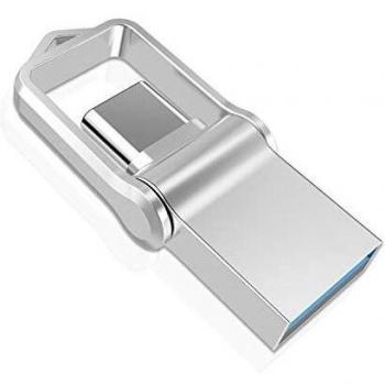 TOPESEL Memoria USB 64GB Tipo C USB 3.0 Dual 2 en 1 OTG Flash Drive Pendrives Impermeable, Mini Llave USB Portátiles para Samsung Galaxy S8, S8 Plus, Note 8, LG G6, V30, Google Pixel XL, Plata