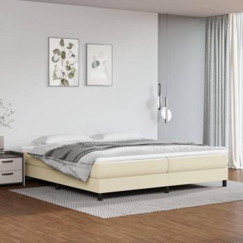 Cama box spring suave con colchón crema 200x200 cm en cuero sintético