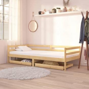 Sofá cama con cajones de madera maciza de pino 90x200 cm