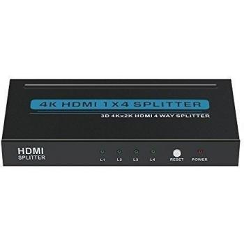 docooler T-103A Splitter HDMI Adaptador 1 * 4 Interruptor 1 Entrada 4 Salidas Soporte UHD 4K 3D para el Decodificador de Señal de Reproductor de DVD al Monitor HDMI Enchufe de la UE