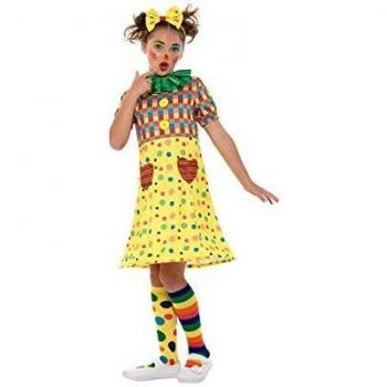 Smiffys Girls Clown Costume Disfraz de Payaso para niñas, Multicolor, L-Age 10-12 Years