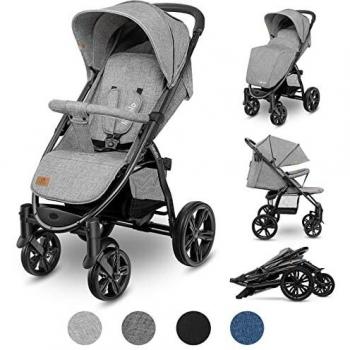 Silla de Paseo Ligera Lionelo Annet Plus Concrete - Hasta 22 kg, Capota XXL Plegable, Ruedas EVA, Respaldo Ajustable y Accesorios Incluidos