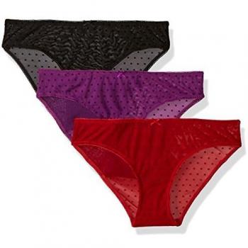 Guess 3 Pack Ladies Briefs, Valentines Brief, Ropa Interior - Negro/Púrpura/Rojo: : Small