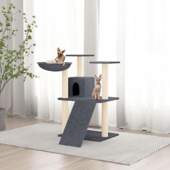 Rascador para gatos Día y Noche con postes de sisal gris oscuro 83 cm