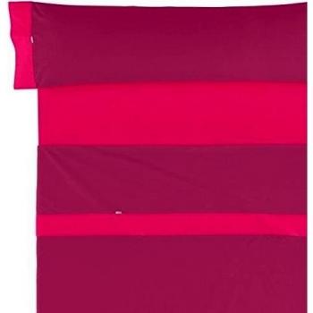 ESTELA Lisos Aplique 50/50 Juego de sábanas, 3 Piezas, Color Fucsia-Chicle, Algodón-Poliéster, Cama 100/110