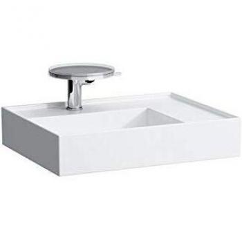 Lavabo Laufen Kartell 60x46cm, gris mate, repisa derecha, 3 orificios para grifería, cerámica Saphir