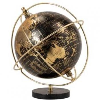 Bola del Mundo Decorativa 15x15x20 cm - Estilo y Elegancia en Papel/PVC/Mármol/Metal