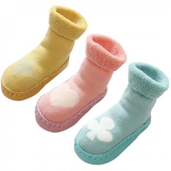 LIUCHENGHANG - Pack de 3 Pares de Zapatillas de Casa para Invierno Anti-slip con Dibujo Lindo Calcetines Antideslizantes Largos de Algodón Suave Calentito para Bebé Niños Niñas - 0-3 Años