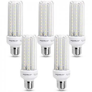 Aigostar - Bombilla LED B5 T3 4U, E27,15W, Ángulo 360°, Luz Blanca Fría 6400K, 1200 lúmenes, no regulable -Pack de 5