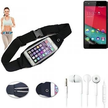 Cinturón de bandolera bolso de la cintura bolsa para Wiko Pulp, negro + auriculares. Aptitud del deporte de la cubierta a prueba de lluvia Ejercicio corriente - K-S-Trade