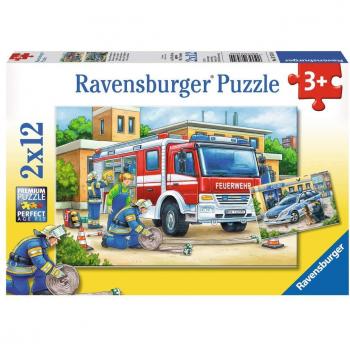 Puzzle Infantil Ravensburger de 2 x 12 Piezas - Policía y Bomberos
