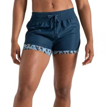 Dare 2b Women's Water Repellent Sprint Up 2-in-1 Shorts with Q-Wic Technology - Moonlight Denim Animal Print, Size: 14