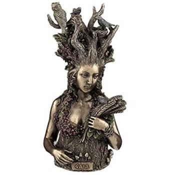 Figura Decorativa Diosa Gaia de Resina 25x12x12 cm, Bronce Crudo, Mitología Griega