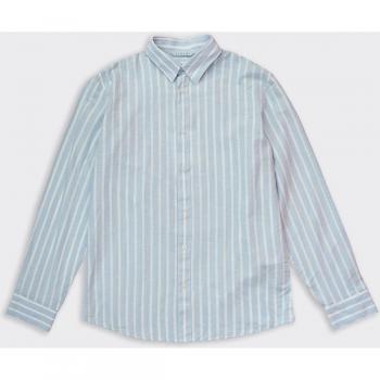 Camisa Selected Linen celeste rayas de lino para hombre