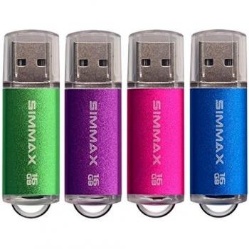 Memorias USB 4 Piezas 16GB USB 2.0 Stick Flash Drive Pendrives Almacenamiento Datos por SIMMAX