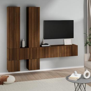 Mueble de pared para TV madera contrachapada color roble marrón - Mueble de salón, Mueble TV, Mesa de TV, Mueble televisor