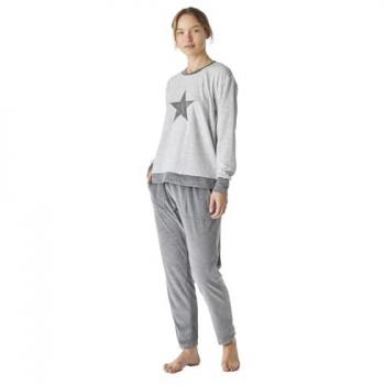 Pijama de mujer de terciopelo gris manga larga invierno JJBEP1700