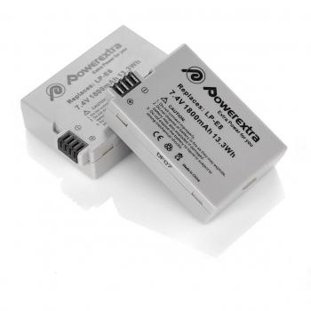 Powerextra 2 X Batería de Repuesto LP-E8 1800mAh Reemplazon Batería Rercargable para LP E8 Rebel T3i T2i T4i T5i EOS 600D 550D 650D 700D Kiss X5 X4 Kiss X6 LC-E8E