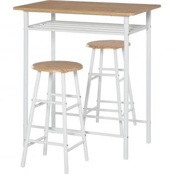 Juego de Mueble de Bar HOMCOM con Mesa Alta y 2 Taburetes