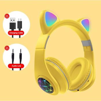 Auriculares Inalámbricos Bluetooth M2 Orejas de Gato Luminosos con Micrófono Manos Libres para Niños