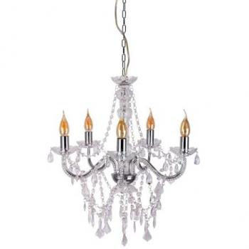 Lámpara de Araña Cecilia, 5 luces, cromo, hierro/acrílico, diámetro 52 cm