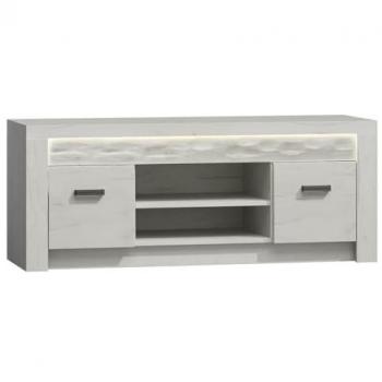 Mueble de TV Indianapolis I09 con 2 Puertas y Estante, Acabado en Arte Blanco, 137x53x42cm, con Manijas de Metal