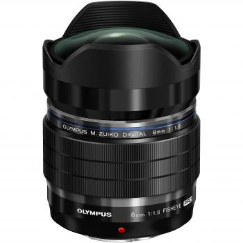 Olympus Objetivo - M.Zuiko Digital ED 8 mm F1.8 Pro, Longitud Focal Fija rápida, Apto para Todas Las Cámaras MFT, Modelos Olympus OM-D & Pen, Serie G de Panasonic, Negro