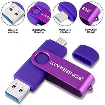 WANSENDA Memoria USB 3.0 Pendrive Flash Drive Dual Drive OTG Memoria Stick 256GB 128GB 64GB 32GB 16GB Pen Drive Almacenamiento Externo para Dispositivos Android/PC/Tablet