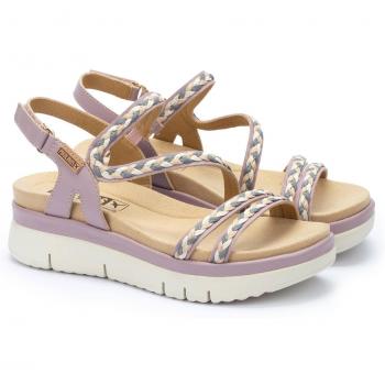 Sandalia cuña de piel Pikolinos Palma W4N-0526 para mujer color malva