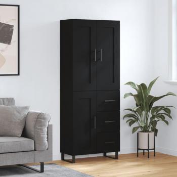 Aparador alto de madera contrachapada negro 69,5x34x180 cm