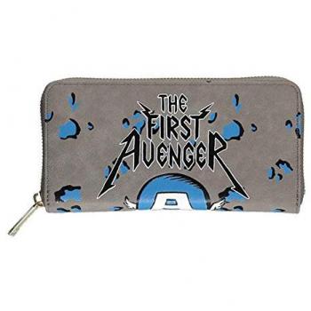 Cartera con Cremallera Alrededor Marvel - Capitán América AOP Gris