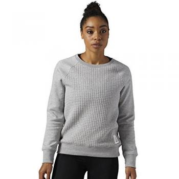 Reebok El Quilted Crew Sudadera, Mujer, Gris
