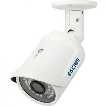 ESCAM Fighter Style H.264 HD 720P Dual Stream Day/Night Waterproof IP66 P2P Cloud IP IR Cámara Seguridad, 70 ° Wide-Angle Fixed lente, 1.0 Mega Pixels 3.6 mm Fixed Focal Lente, detector movimiento/Privacidad Mask/Visión nocturna, built in IR-CUT, 