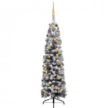 Árbol de Navidad artificial con LEDs y bolas verde 150 cm