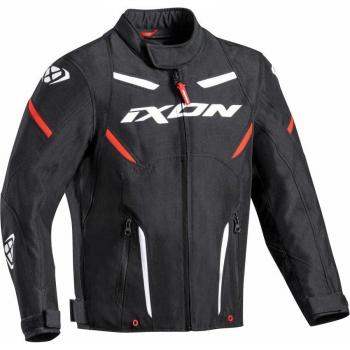 Ixon Striker Chaqueta textil para motocicleta para niño - Negro Blanco Rojo (14 años)