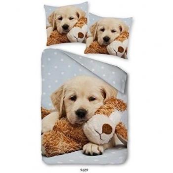 Perro Cachorro Ropa de cama satén mako en impresión digital de Golden Retriever Teddy 100 x 135 cm