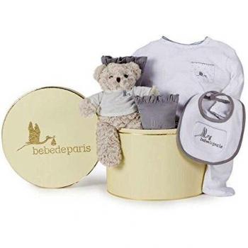 BebeDeParis | Regalos Personalizados para Bebés Recién Nacidos | Canastilla Bebé Clásica Esencial | Caja Estilo Vintage de Regalo Bebé | 3-6 Meses