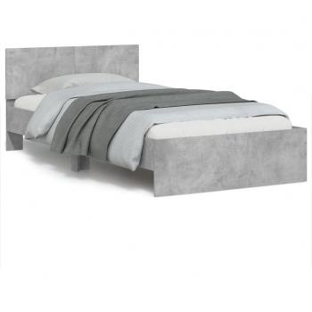 Estructura de cama con cabecero y luces LED en color gris hormigón, tamaño 100x200 cm